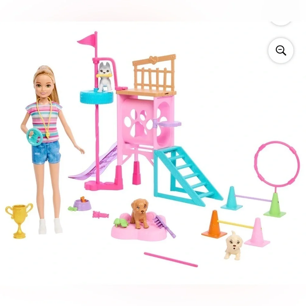 Barbie and Stacie to The Rescue Puppy Playground Playset with Doll, 3 Pet Dog